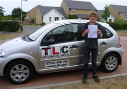 Student who passed his test first time with TLC Driving School